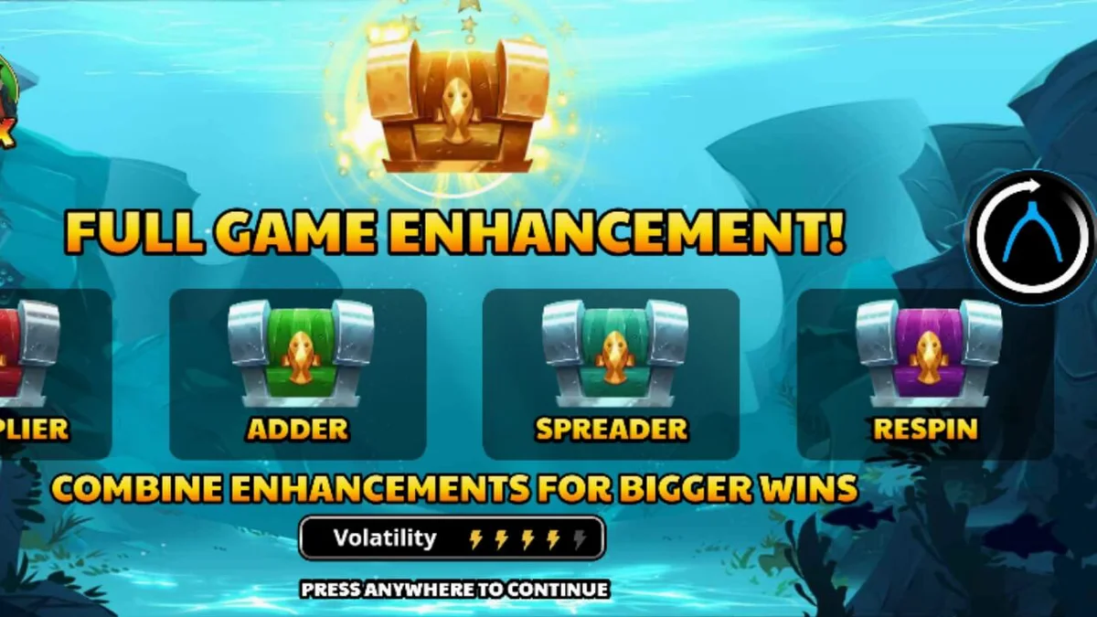 Fatter Fish Festival slot game interface na may makukulay na isda at underwater carnival theme.